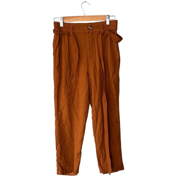 NWT American Eagle Linen Blend Pants With Belt - Pumpkin Spice - Picture 2 of 10